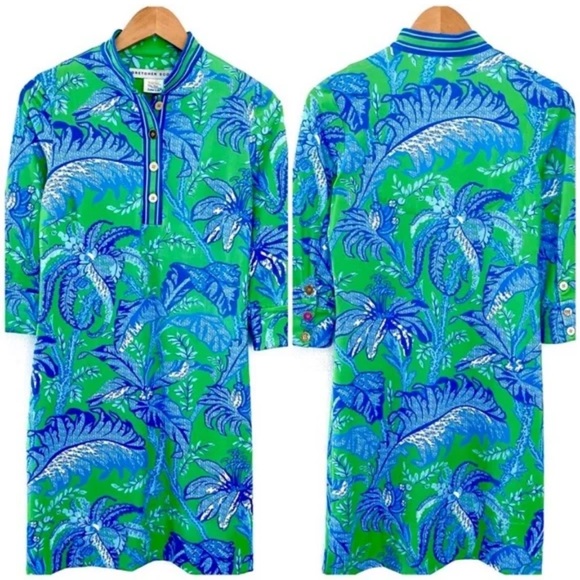 Gretchen Scott 3/4 sleeve Dress Green/Blue Medium - Picture 2 of 6